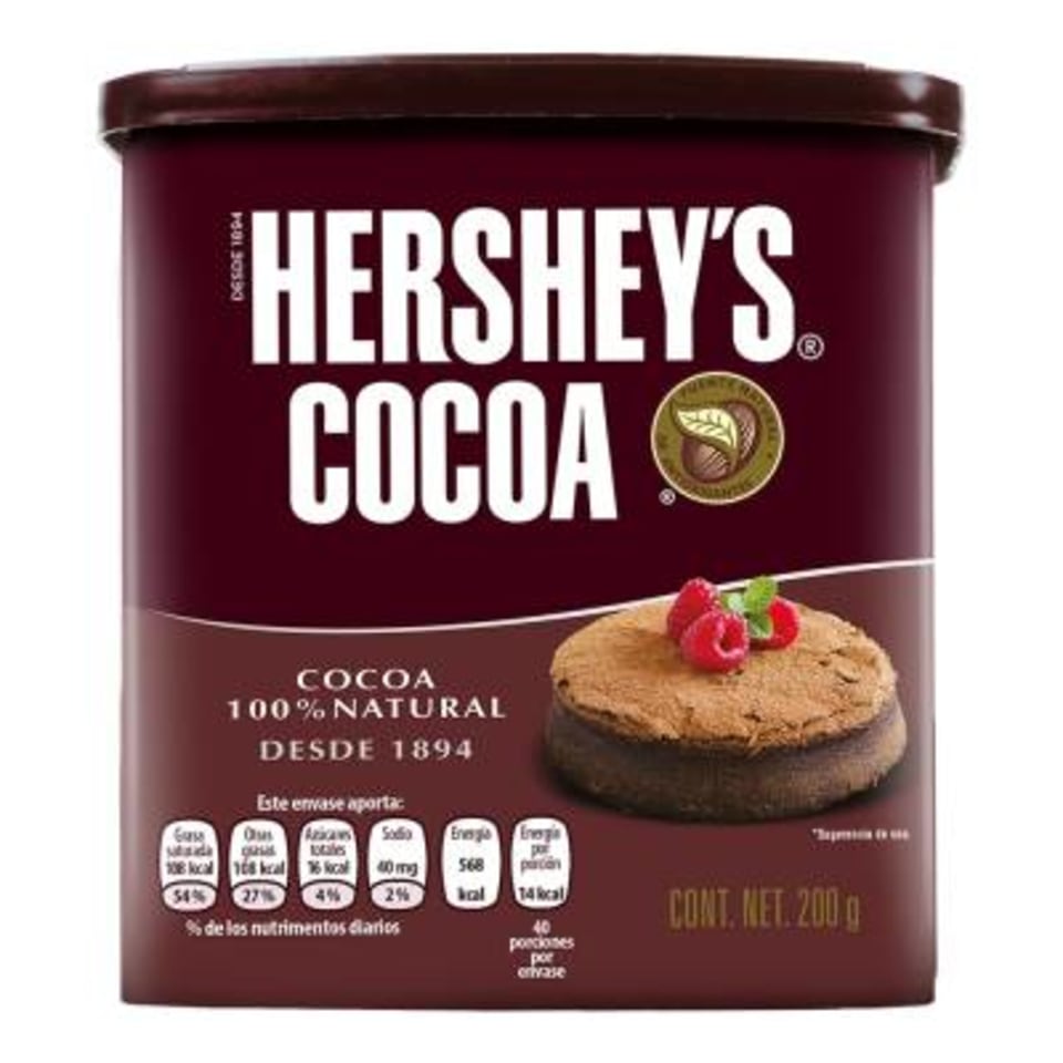 Cocoa en polvo Hersheys 100% natural 200 g
