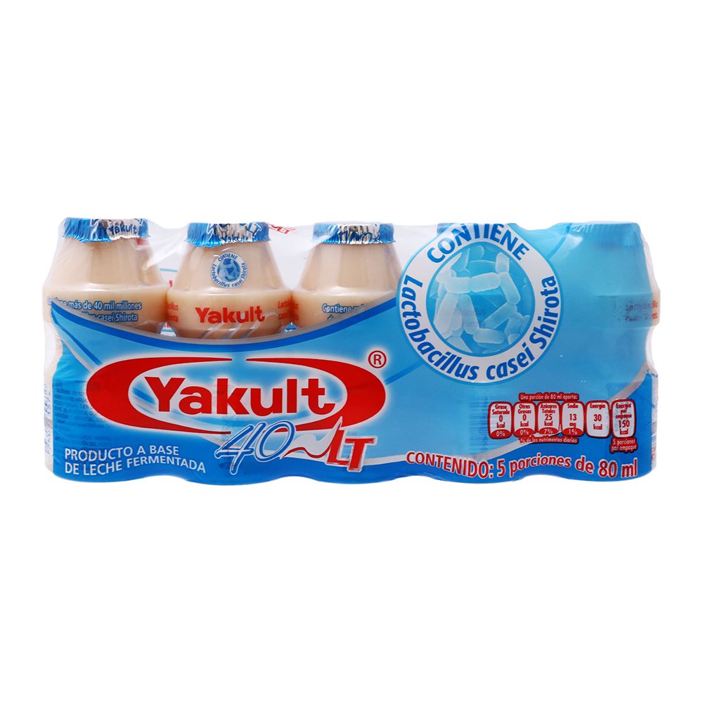 Producto a base de leche Yakult 40 LT 5 pzas de 80 ml c/u