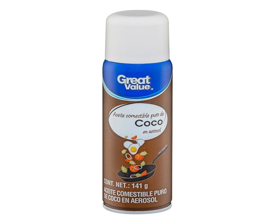 Aceite comestible Great Value puro de coco en Aerosol 141 gr
