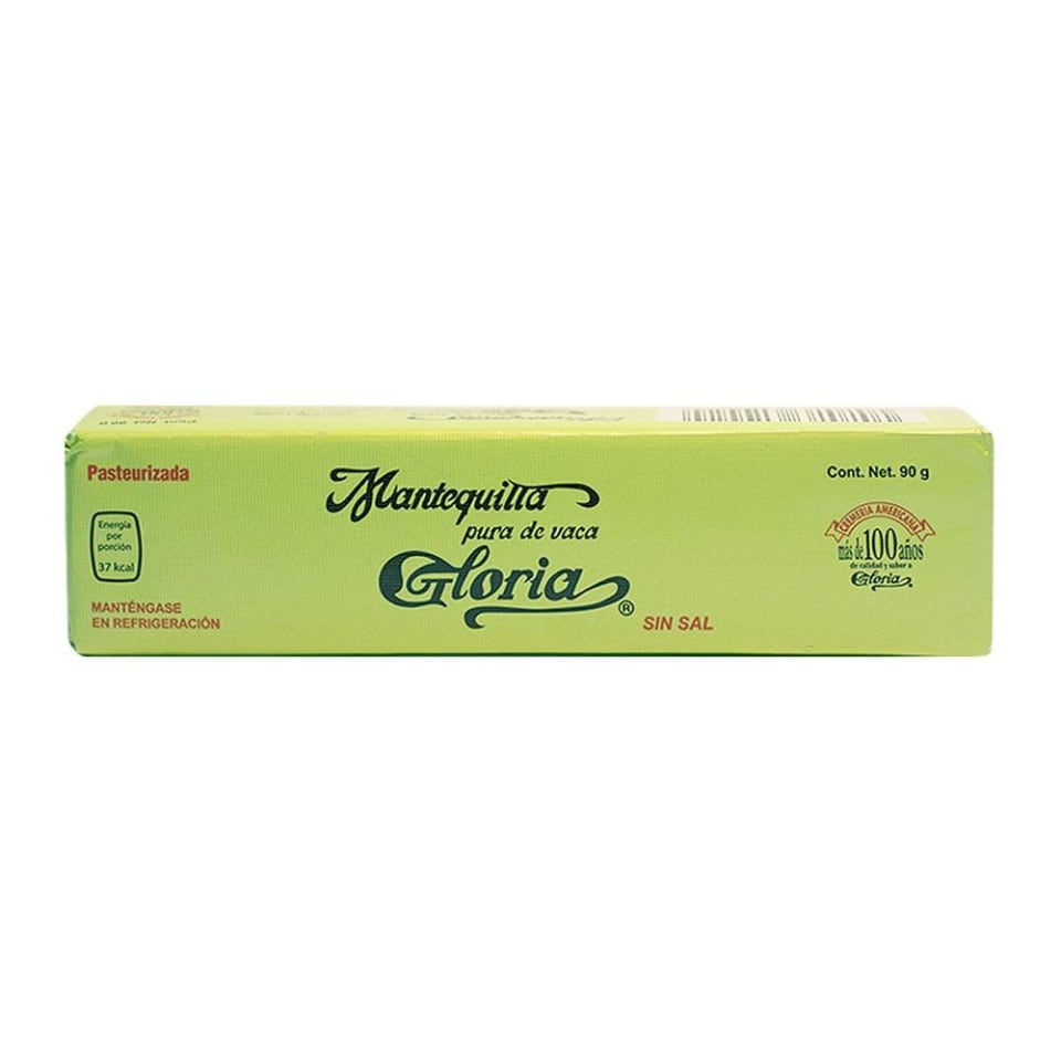  Mantequilla sin sal Gloria en barra 90 g