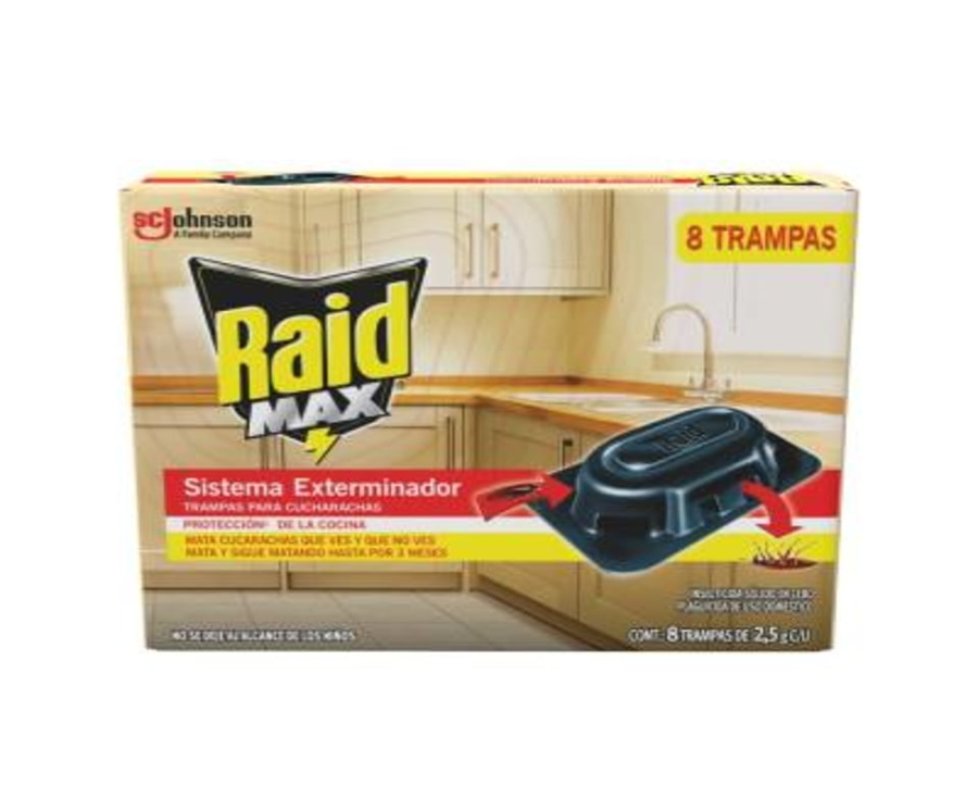 Insecticida Raid Max sistema exterminador en cebo 8 pzas de 2.5 g c/u